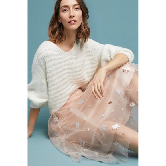 Anthropologie Eva Franco Metallic Tulle Midi Skirt - Picture 5 of 6